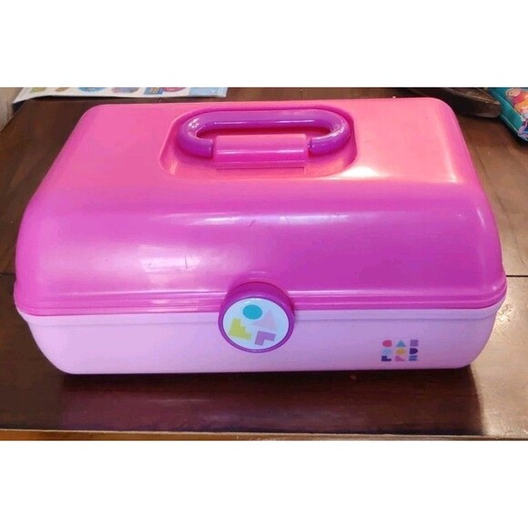Vintage Light Pink CABOODLE Makeup Carrying Case with Mirror Pink/Hot Pink 4508 - Picture 1 of 11